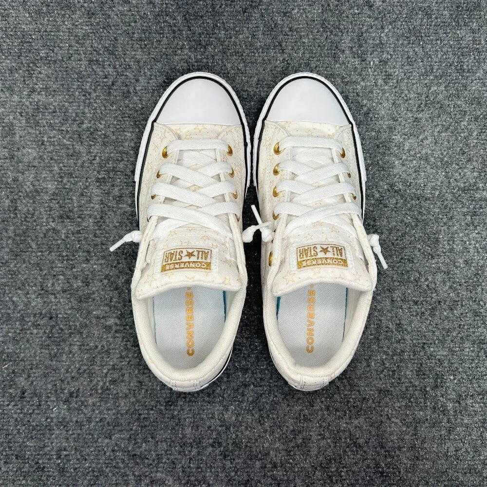Converse All Star Street Slip Sneakers Girl's‎ 6 White Gold Star Athletic Shoes